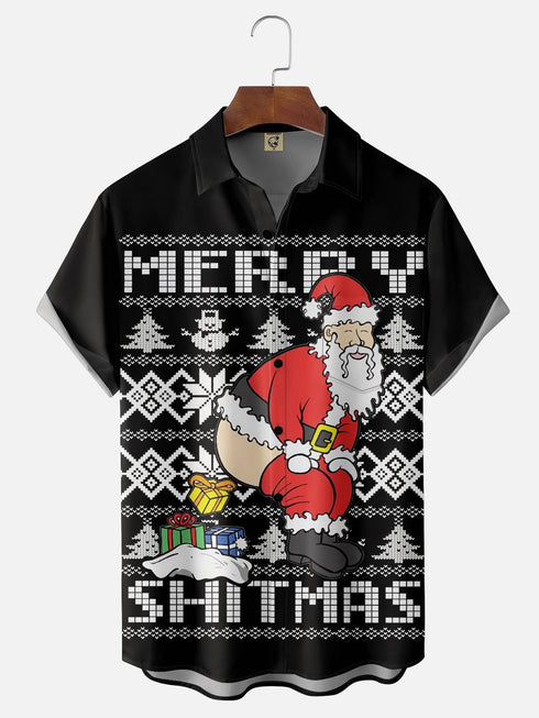 Men's Christmas Funny Graphic Short Sleeve Hawaiian Shirt